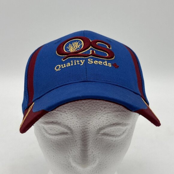 Quality Seeds Hat Cap Adjustable Blue Burgundy 100% Cotton Mesh Back One Size - Picture 7 of 7